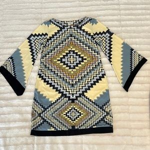 Southwest style dress-kimono sleeves, size medium with pale yellow, blue & green